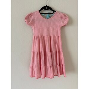 Madison Grace Girls Polka Dot White and Pink Short Sleeve Dress Size 10‎